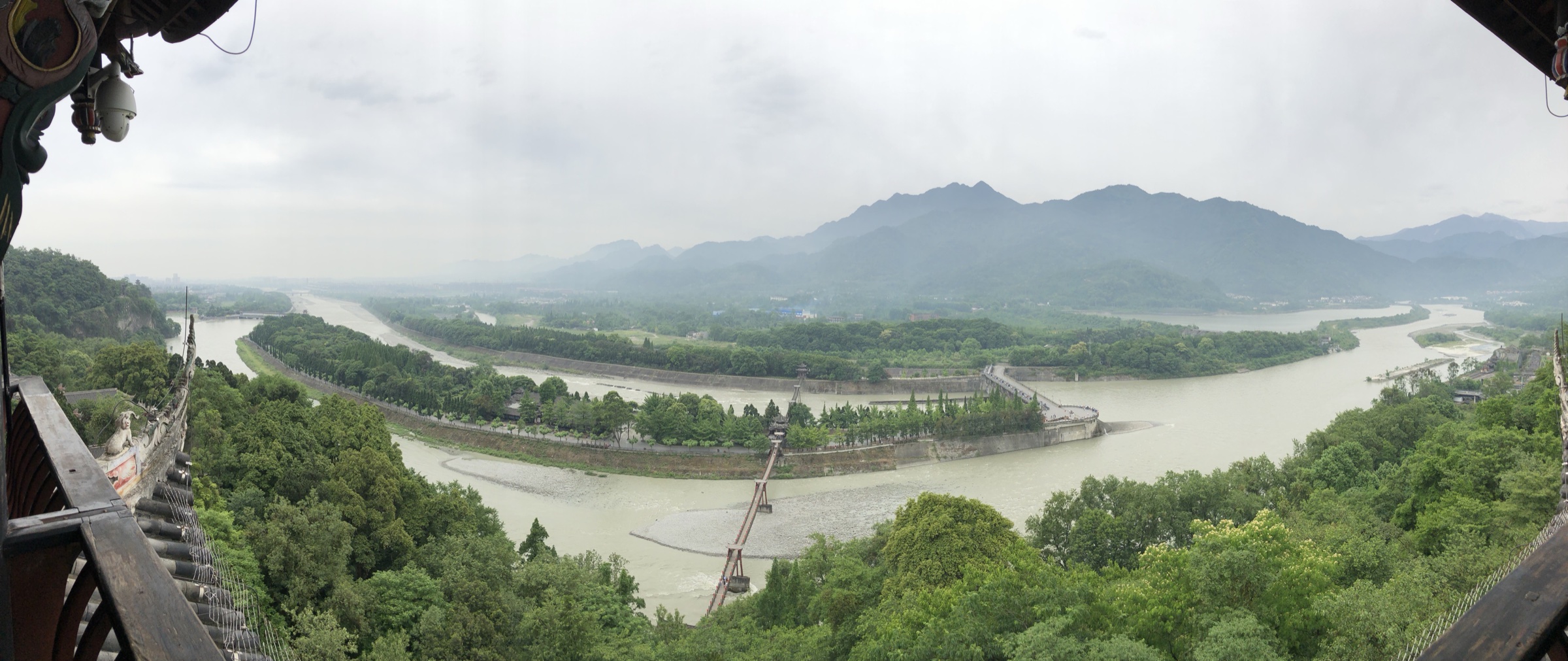The Min River dividing through the Dujiangyan Irrigation System near Chengdu