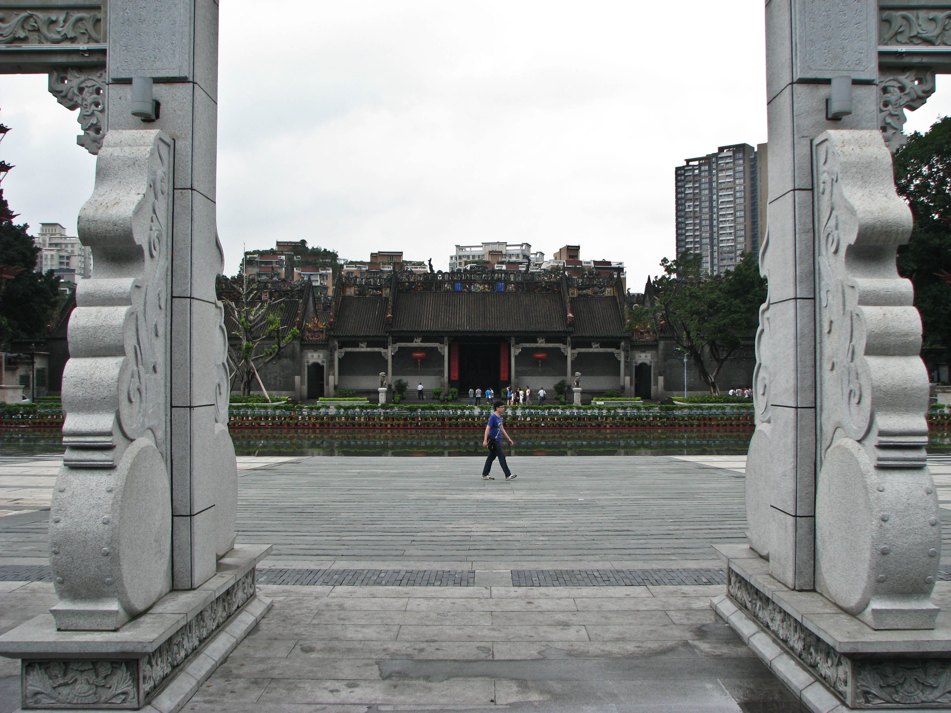 Courtyard and richly decorated buildings at Chen Clan Ancestral Hall in Guangzhou