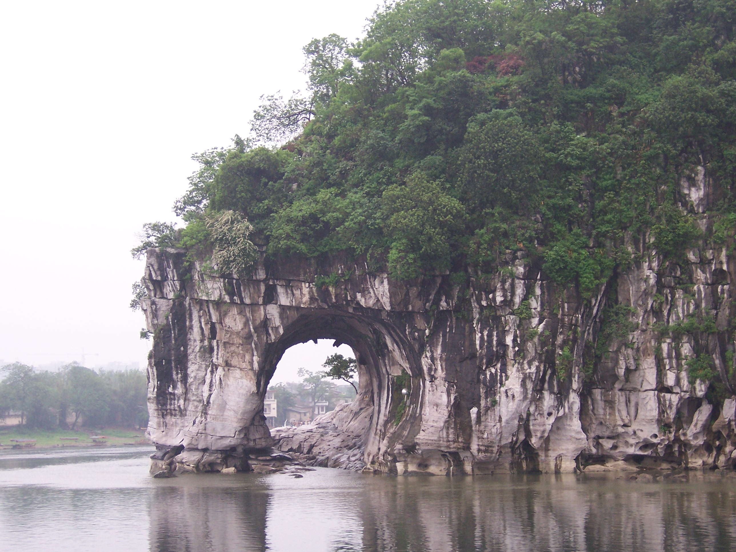 Elephant Trunk Hill arch reflected in the river in Guilin