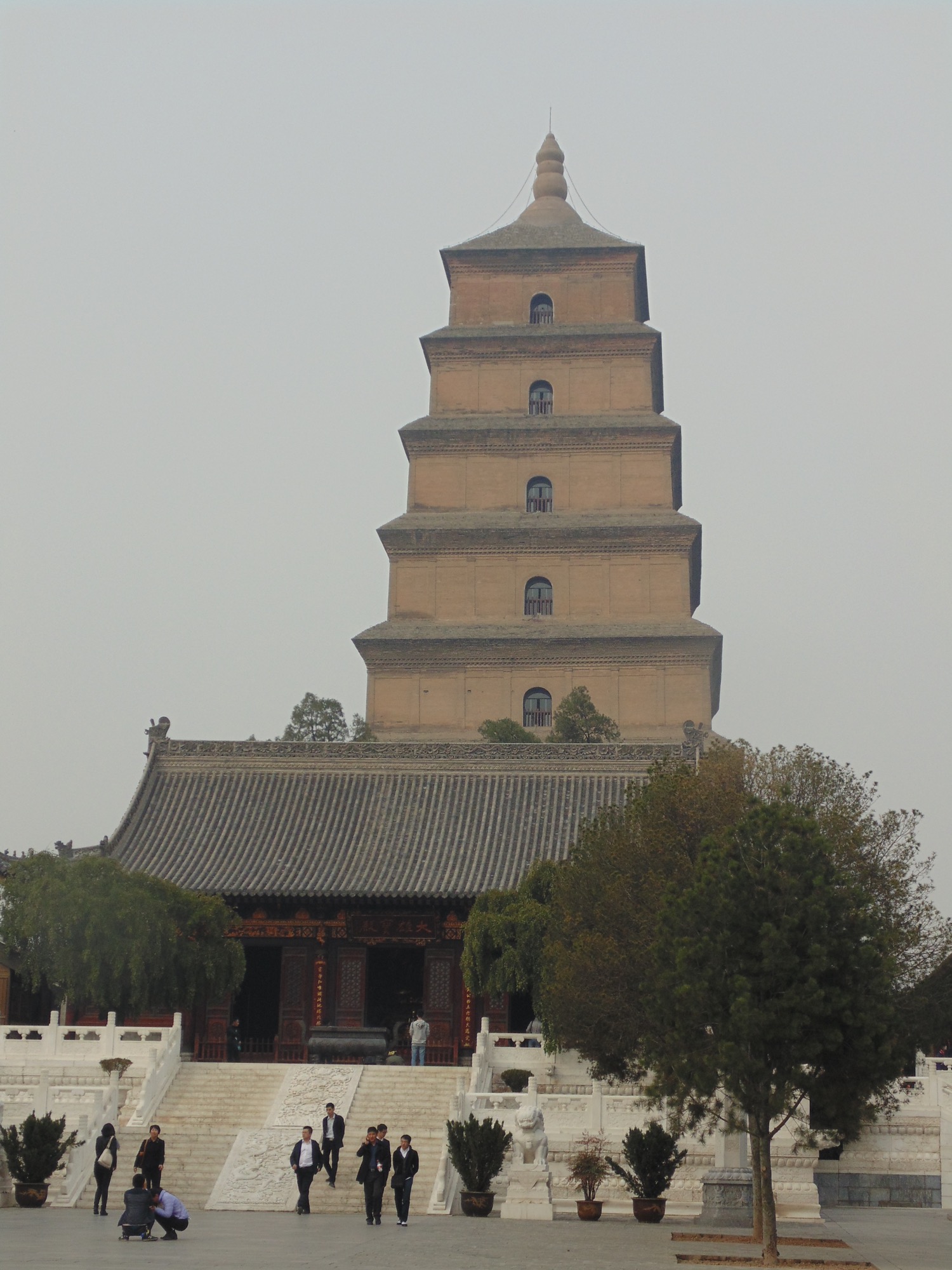 The brick Big Wild Goose Pagoda rising above Da Ci'en Temple in Xi'an